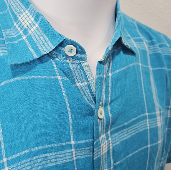 Bugatchi Linen button-down short-sleeve men's XL - Picture 5 of 9